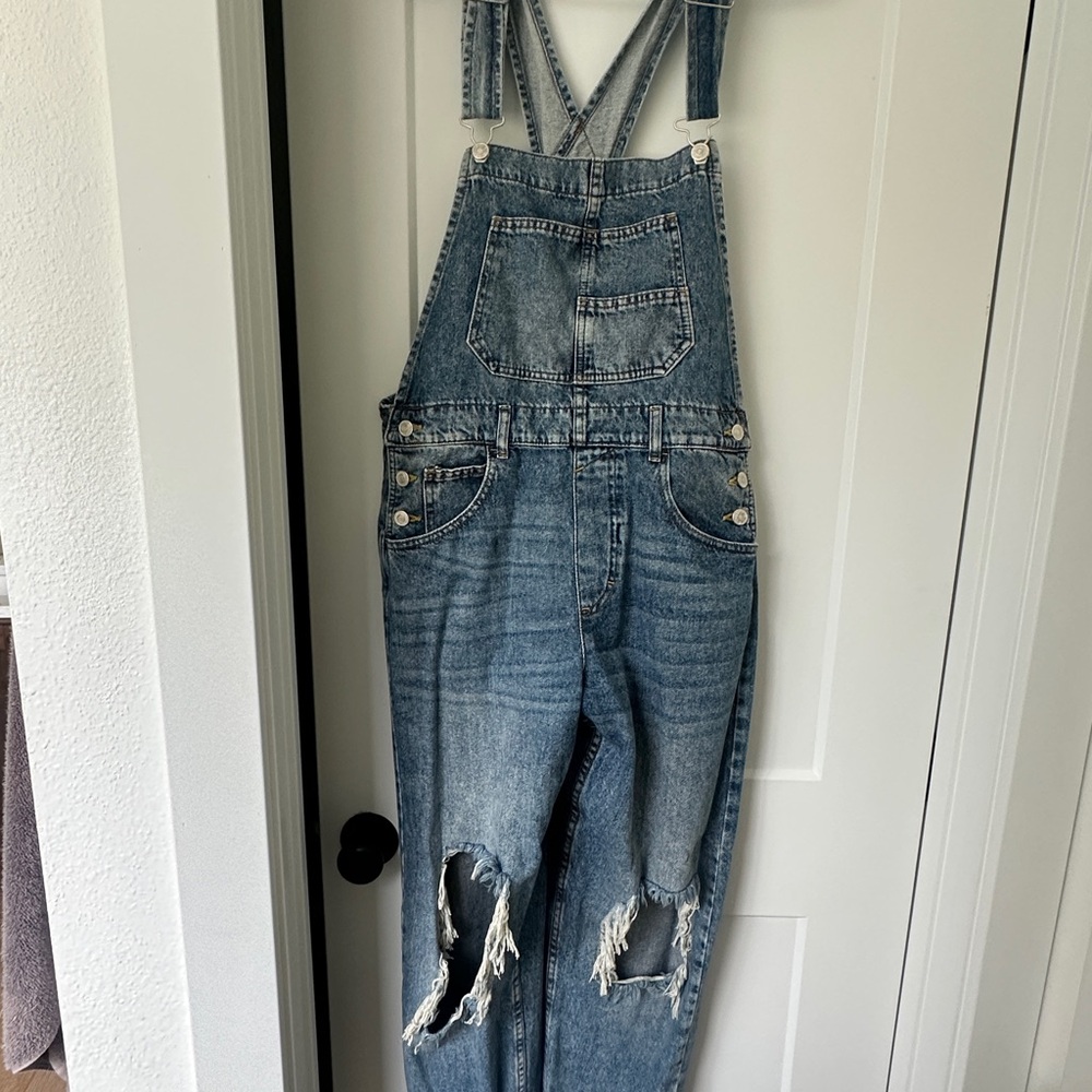 We the Free Ziggy Distressed Denim Overalls